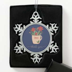 Zahnarzt Vielen Dank an Christmas Poinsettias Schneeflocken Zinn-Ornament