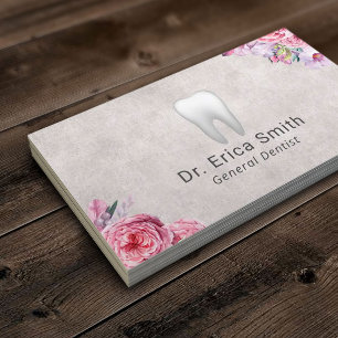 Zahnarzt Vintage Floral Weiße Zähne Zahnpflege Visitenkarte