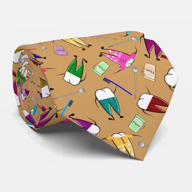 Zahnarzt-Zahn-Leute-Kunst-Gold Krawatte (Gerollt)
