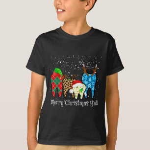 Zahnarzt Zähne Santa Hut Leopard Karo Dental Frohe T-Shirt