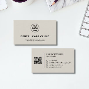 Zahnarzt Zahnklinik Professionelles Logo QR Neutra Visitenkarte