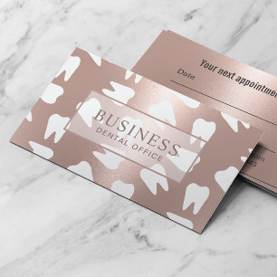 Zahnarztdesign-Rose Gold Zahnersatz Terminkarte