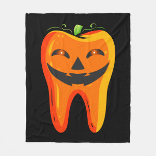 Zahnärzte Zahn Kürbis Halloween Fleecedecke