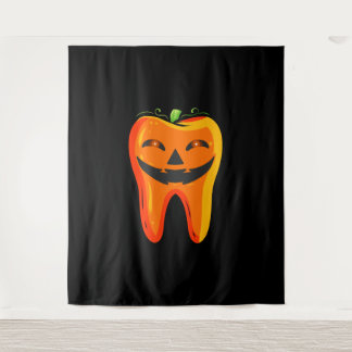 Zahnärzte Zahn Kürbis Halloween Wandteppich