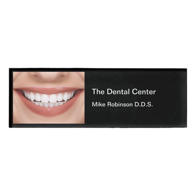 Zahnarzthelfer lächeln Thema Namenschild (Vorderseite)