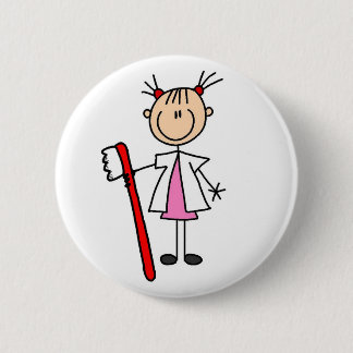 Zahnarzthelfer mit Zahnbürste Button