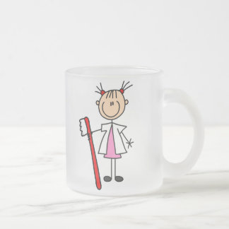 Zahnarzthelfer mit Zahnbürste Mattglastasse