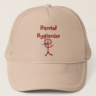 Zahnarzthelfer-Stock-Person mit Zahnbürste Truckerkappe