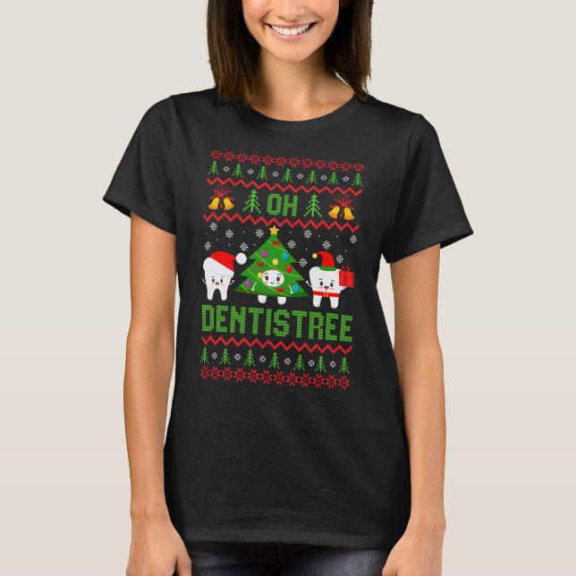 Zahnarzthygienist Ugly Chritsmas Shirt, Oh Zahnarz T-Shirt (Vorderseite)