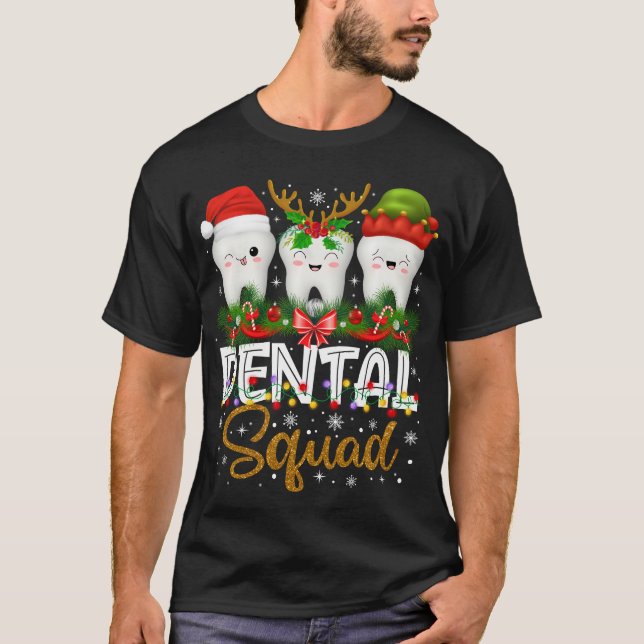 Zahnarzthygienistin Weihnachtsleuchten Zahnscheibe T-Shirt (Vorderseite)