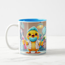 Zahnärztin-Hühner-Kaffeetasse Zweifarbige Tasse
