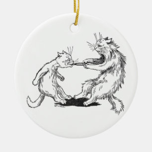 Zahnarztkatze zieht Zahn Keramikornament