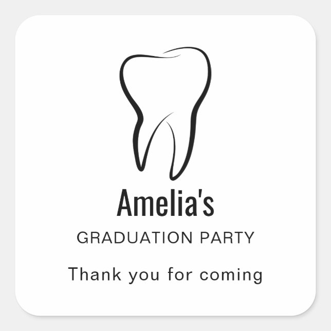 Zahnarztklinik Medizinischer Abschluss Quadratischer Aufkleber (Vorderseite)