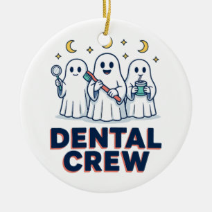 Zahnärztliche Crew Zahn Geister Halloween Hygienik Keramik Ornament