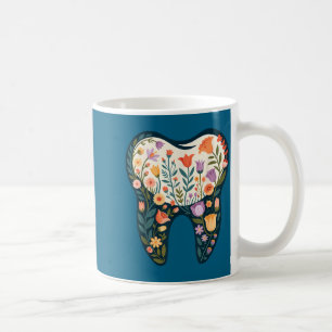 Zahnärztliche Floral-Zahn-Blumen-Hygienikerin-Illu Kaffeetasse