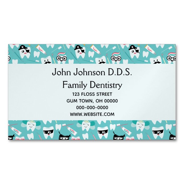 Zahnarztpraxis Niedlicher Zahnarzt Magnetische Visitenkarte (Vorderseite)