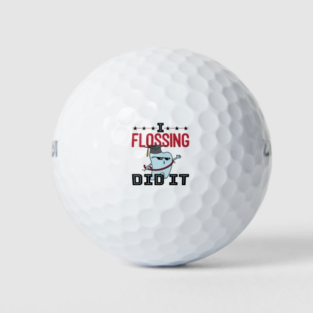 Zahnarztschulen Abschluss Funny Flossing Golfball (Vorderseite)
