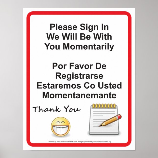 Zahnarztunterschrift Poster (Vorne)