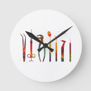 Zahnarztwerkzeuge Runde Wanduhr