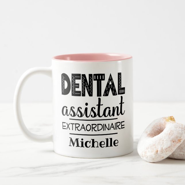 Zahnassistent Personalisiert Zweifarbige Tasse (Mit Donut)