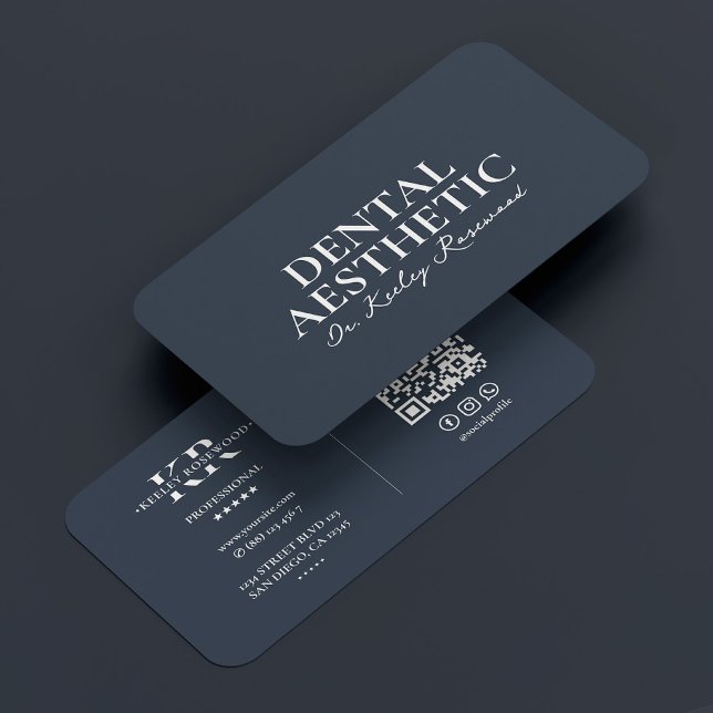 Zahnästhetische Kohle Blaue Kosmetikzahnärztin Visitenkarte (Dental Aesthetic Charcoal Blue Cosmetic Dentist Business Card
)