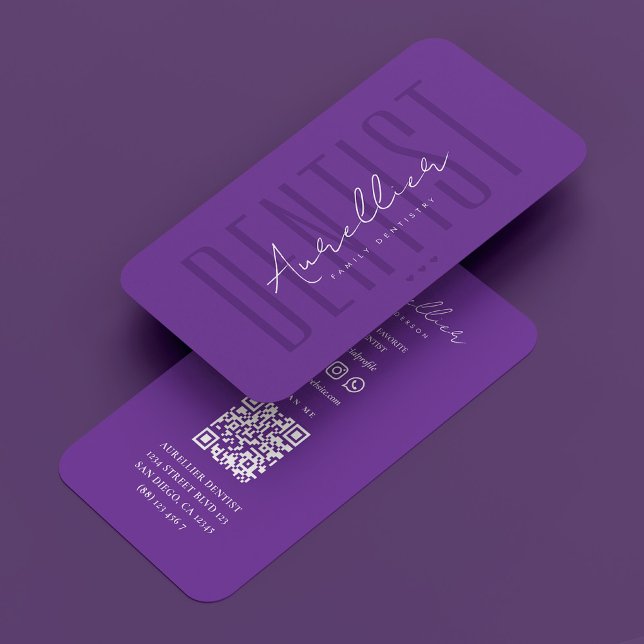 Zahnästhetische Royal Lila Dentist Kosmetik Visitenkarte (Dental Aesthetic Royal Purple Dentist Cosmetic Business Card
)