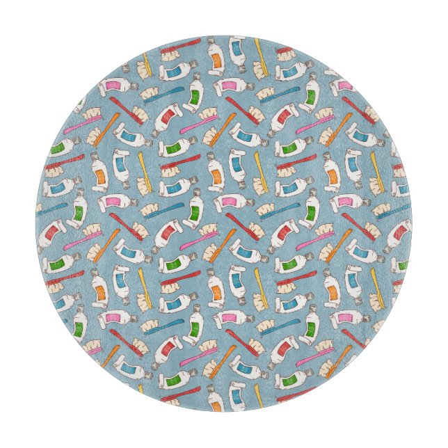 Zahnbürste-u. Zahnpasta-Muster Schneidebrett (Vorderseite)