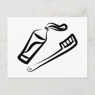 Zahnbürste und Paste Postkarte