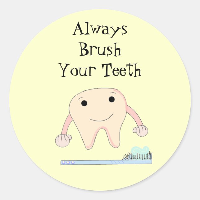 Zahnbürste und Zahnbürste Niedliche zahnärztliche  Runder Aufkleber (Vorderseite)