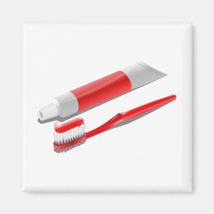 Zahnbürste und Zahnpasta Magnet