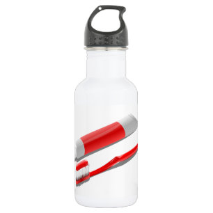 Zahnbürste und Zahnpasta Trinkflasche