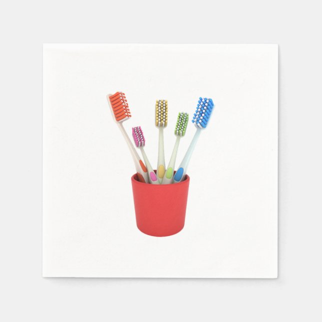 Zahnbürsten Papier Napkins Serviette (Vorderseite)