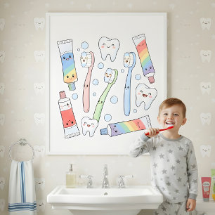 Zahnbürsten-Party Kinder Badezimmer Wandkunst Poster