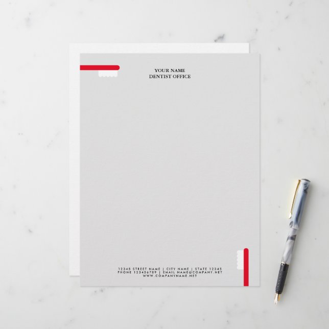 Zahnbürstenvorlage mit Zahnbürste Briefbogen (Vorderseite/Rückseite Beispiel)