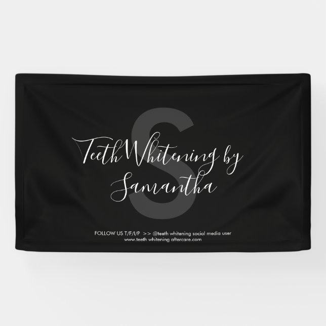 Zähne Aufhellung Monogramm Schrift Banner (Horizontal)