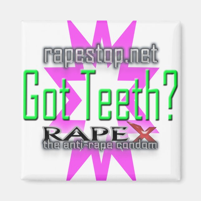 Zähne got? Abstraktes Square Magnet (Vorne)