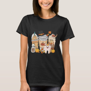 Zähne Kaffee Fall Zahnärztlich Kürbis Latte Zahnar T-Shirt