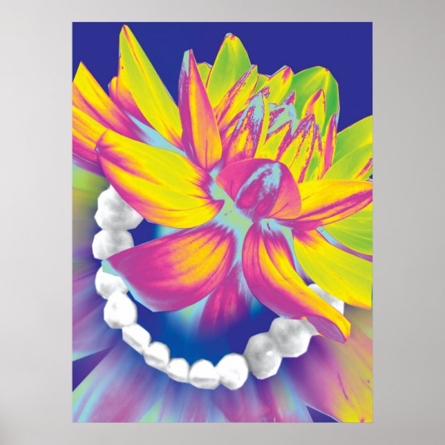 Zähne und Blume Zahnarzt Orthodontist Poster (Vorne)