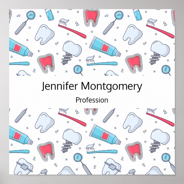 Zähne und Werkzeuge - Dental Pattern Business Poster (Vorne)