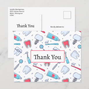 Zähne und Werkzeuge Dental Pattern Vielen Dank Postkarte