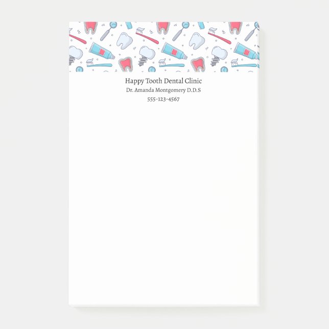 Zähne und Werkzeuge Zahnarzt Post-it Klebezettel (Vorderseite)