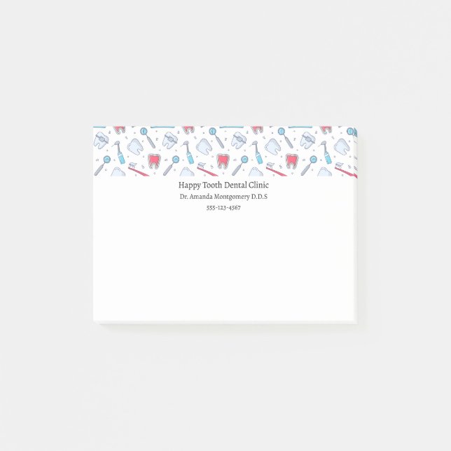 Zähne und Werkzeuge Zahnarzt Post-it Klebezettel (Vorderseite)