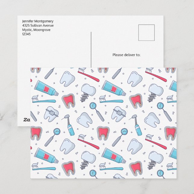 Zähne und Werkzeuge Zahnmuster Postkarte (Vorne/Hinten)