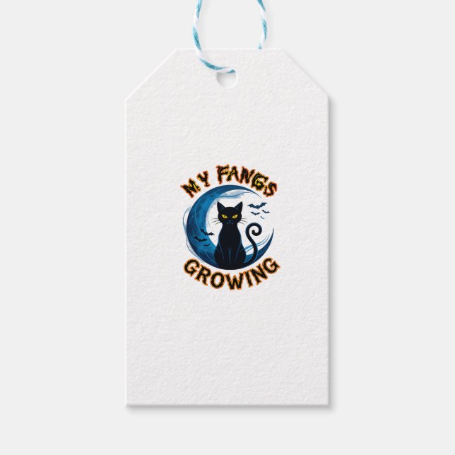 Zähne Wachsende Halloween-Schwarze Katze Blauer Mo Geschenkanhänger (Vorderseite)