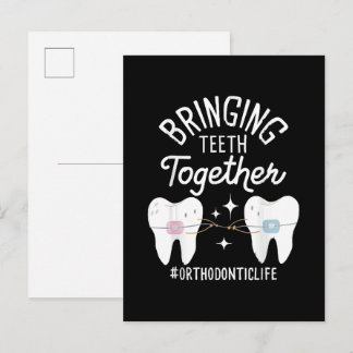Zähne zusammenbringen - Kieferorthopäden Einladungspostkarte