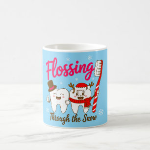 Zähneputzen durch den Schnee Weihnachten Zahn Zahn Kaffeetasse