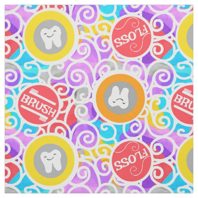 Zahnfantasy Doodle Regenbogen Farbe Stoff (Muster)