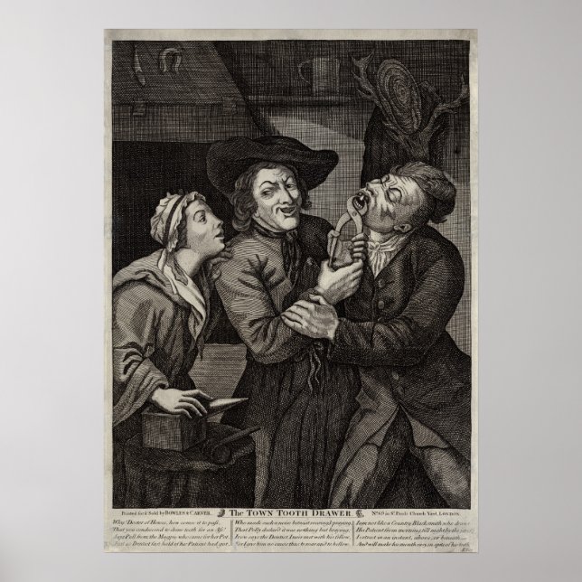 Zahngeschichte Funny Antique Dentin Karikatur Poster (Vorne)