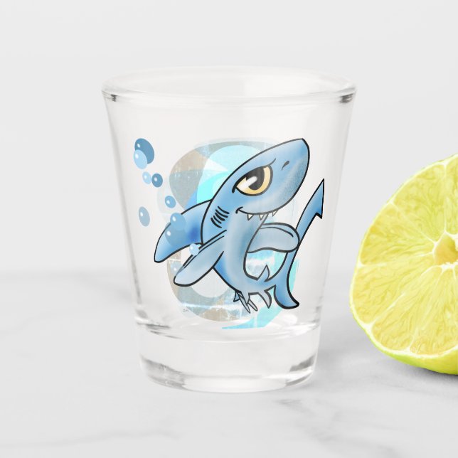 Zahnhai Schnapsglas (Vorderseite)