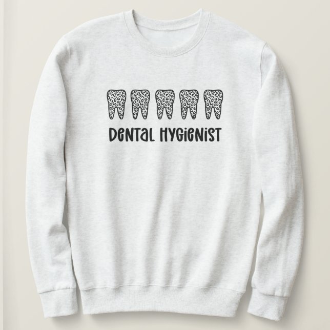 Zahnhygienisch Leopard Druckzähne Sweatshirt (Design vorne)
